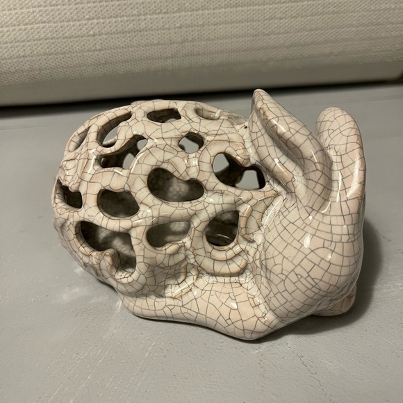 Crackle Pottery Bunny Rabbit Decor Accent Sculpture - Picture 1 of 12